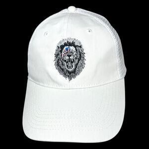 BIG Lion Head Snapback White Hat Embroidered Adjustable